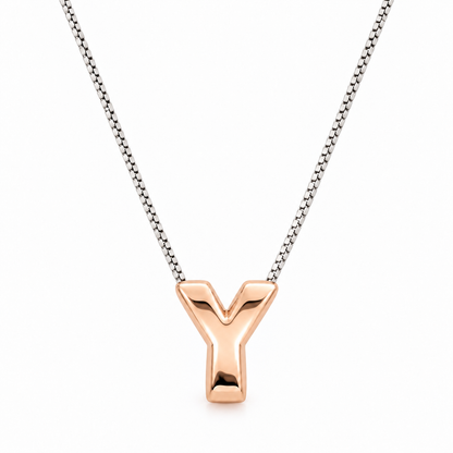 Inicial Y en 3D oro 14K Rosa