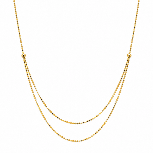 Collar de doble cadena en oro amarillo de 14K | 6040166LQ