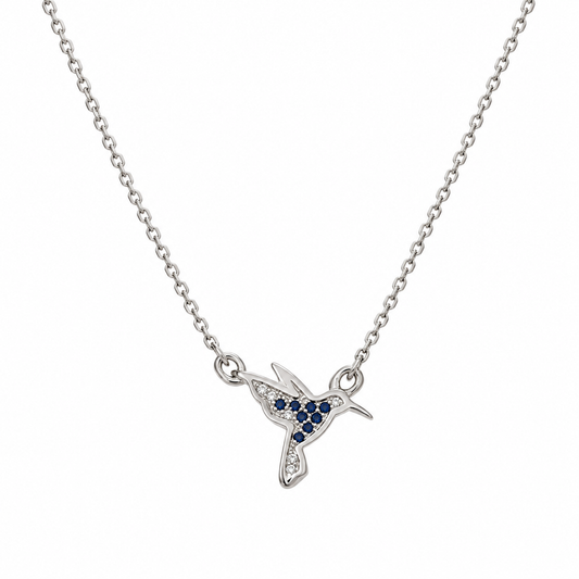 Cadena de oro blanco de 14 Kilates con Colibrí | 6040206LQ