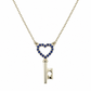 6040207LQ Collar en oro blanco de 14 Kilates con colgante en forma de Llave con Zafiros