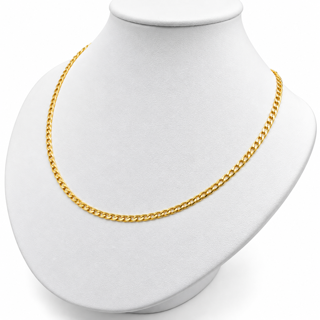 6050093LQ Cadena barbada en oro amarillo de 10 Kilates. Disponible en 60cm