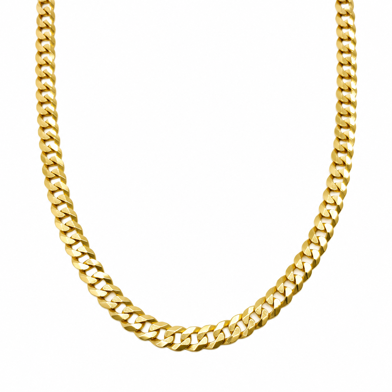 6050142LQ Cadena tipo cubana en oro amarillo de 10 kilates.
