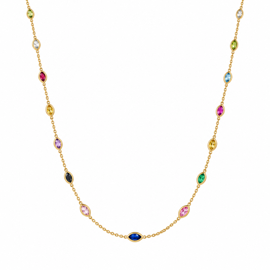 Collar en oro amarillo de 10 Kilates con gemas multicolores | 6050162LQ