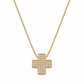 6050332LQ Collar de cruz de oro amarillo de 10 Kilates con circonias.