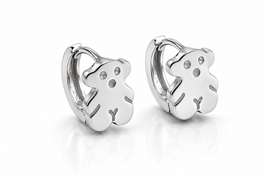 Arracadas de osito en oro blanco de 14K | 610102LQ