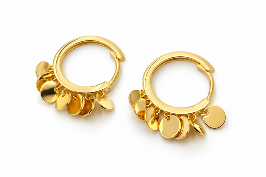 Arracadas con discos colgantes en oro amarillo de 14K | 610107LQ