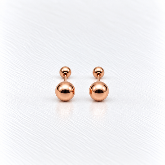Broqueles de esfera en oro rosa de 10K | 61AR10085LQ