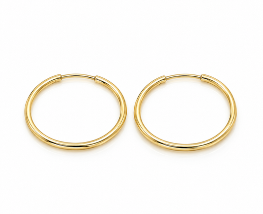 Arracadas redondas lisas en oro amarillo de 10K | 61AR10087LQ
