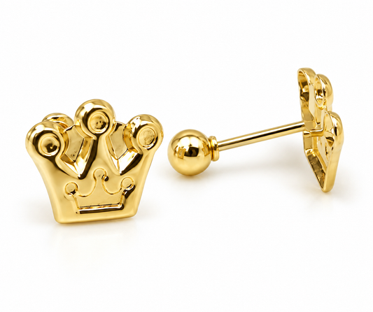 Broqueles de corona en oro amarillo de 10K | 61AR10099LQ