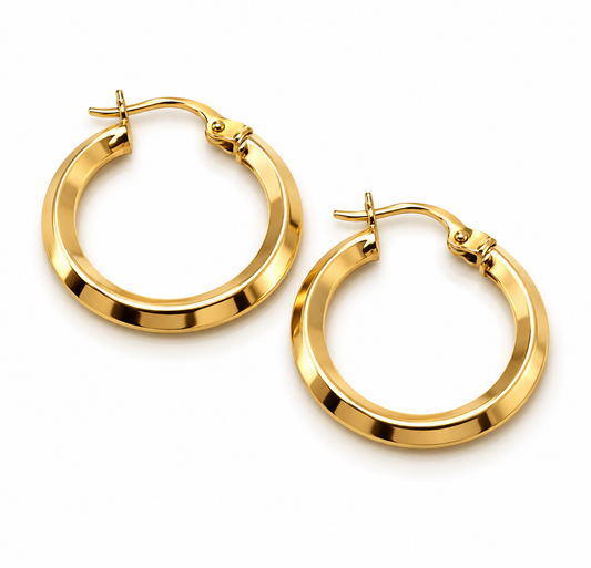 Arracadas anchas facetadas en oro amarillo de 10K | 61AR10198LQ