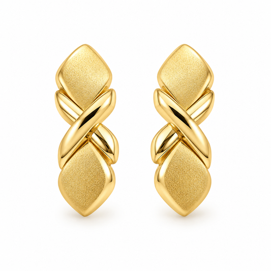 Aretes de diseño curvo en oro amarillo de 10K | 61AR10202LQ