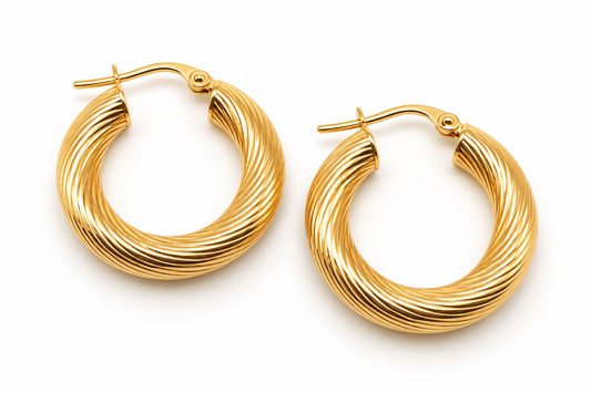 Arracadas de aros torcidos en oro amarillo de 10K | 61AR10305LQ