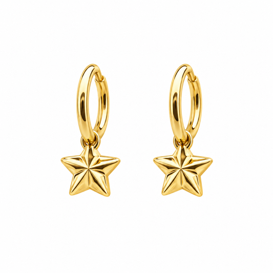 Aretes con estrella colgante en oro amarillo de 10K | 61AR10310LQ