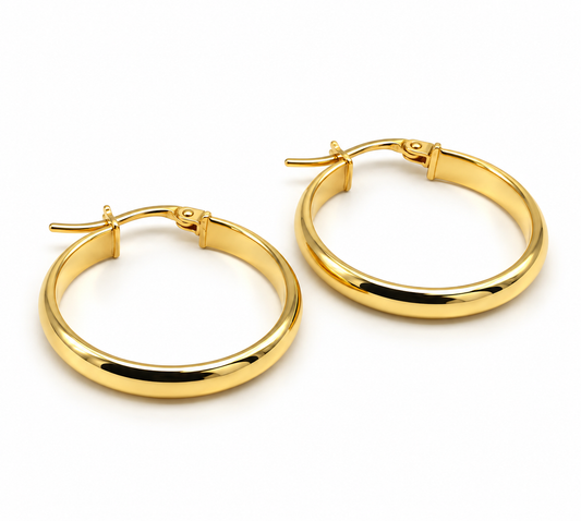 Arracadas anchas lisas en oro amarillo de 10K | 61AR10364LQ