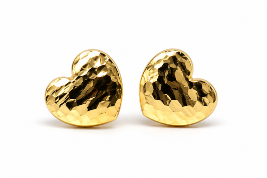 Broqueles de corazón facetado en oro amarillo de 10K | 61AR10396LQ