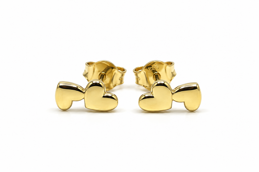 Broqueles de doble corazón en oro amarillo de 10K | 61AR10397LQ