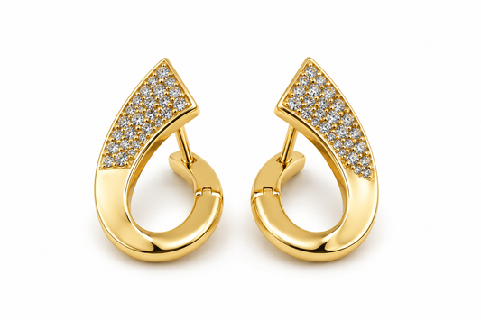 Aretes de gota calada con piedras en oro amarillo de 10K | 61AR10400LQ