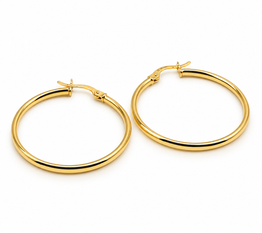 Arracadas redondas lisas en oro amarillo de 10K | 61AR10403LQ