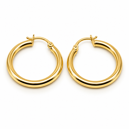 Arracadas de doble aro en oro amarillo de 10K | 61AR10406LQ