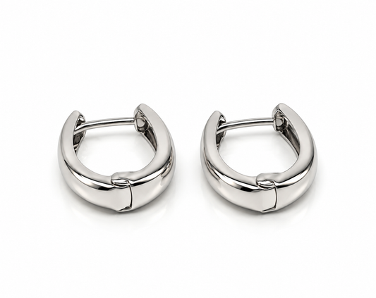 Arracadas huggie anchas lisas en oro blanco de 10K | 61AR10411LQ