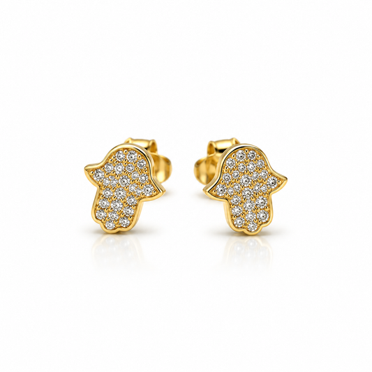Broqueles de mano de Fátima con piedras en oro amarillo de 10K | 61AR10423LQ