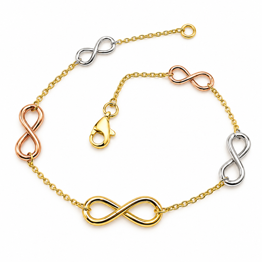 Pulso en oro florentino con eslabones en forma de Infinito 6210360LQ