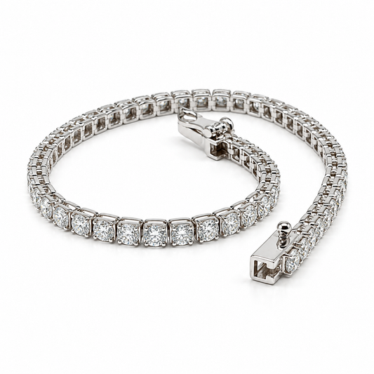 Pulso tipo tenis con Diamantes de Laboratorio, fabricado en oro blanco de 10 Kilates | 6210394LQ