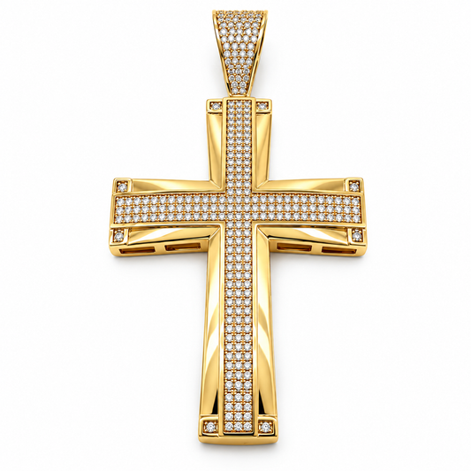Cruz de oro amarillo de 10K con circonias | 6310002LQ