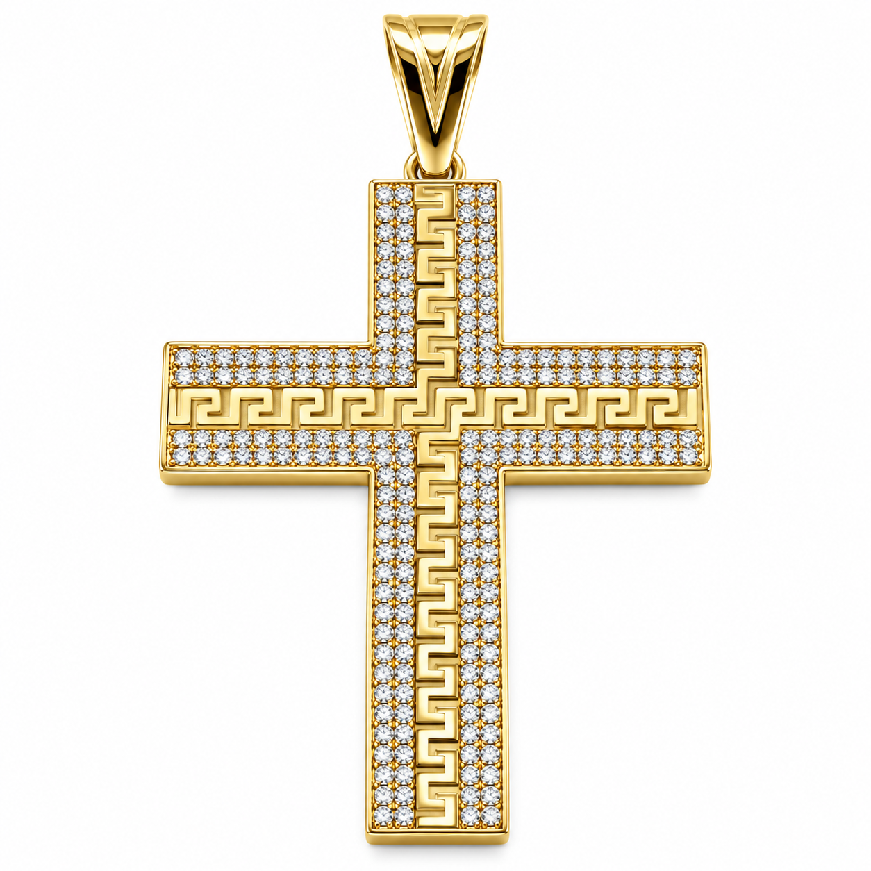 6310015LQ Cruz en Oro Amarillo de 10 Kilates con circonias