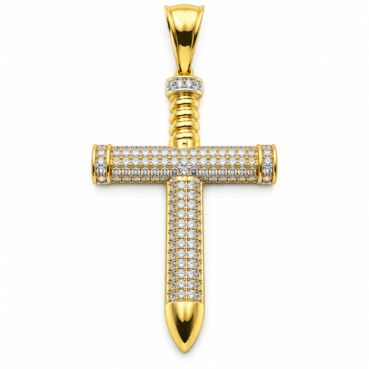 6310018LQ Cruz en Oro Amarillo de 10 Kilates con circonias