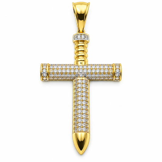 Cruz en oro amarillo de 10K con circonias | 6310018LQ