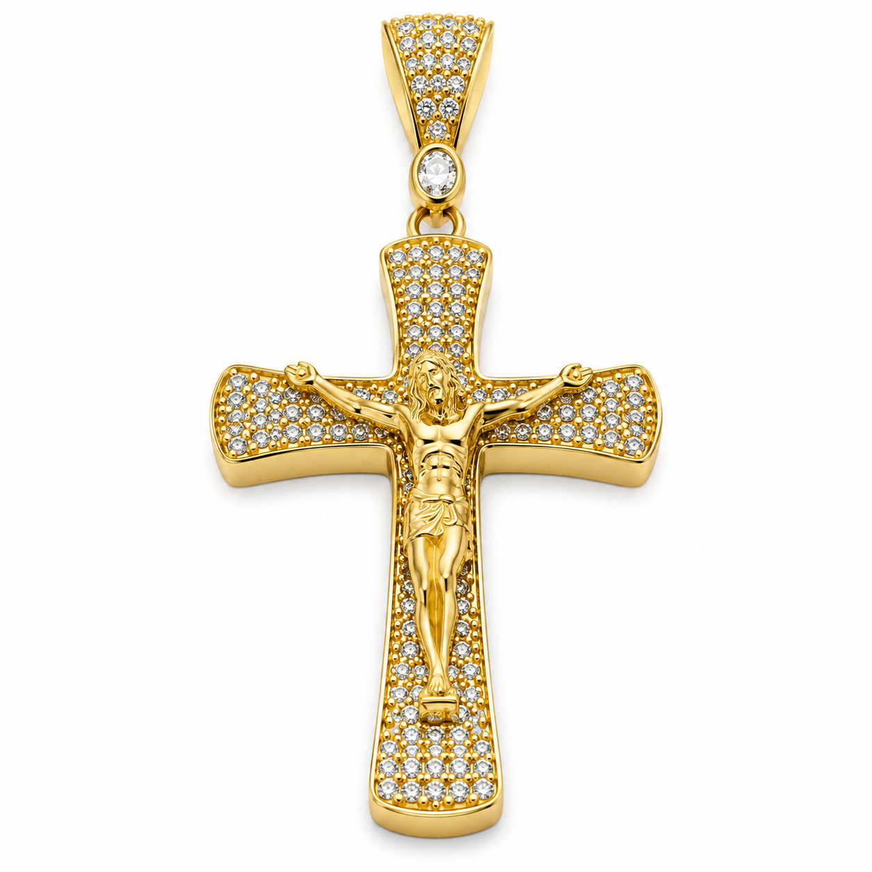 6310019LQ Cruz en oro amarillo de 10 Kilates con circonias