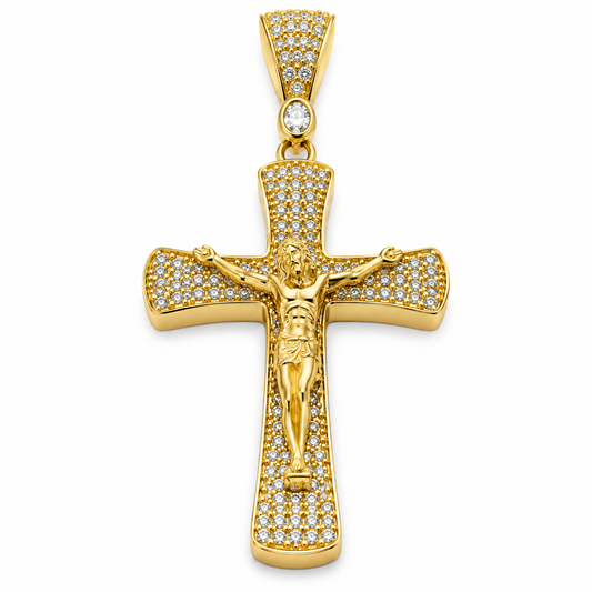 Cruz en oro amarillo de 10K con circonias | 6310019LQ