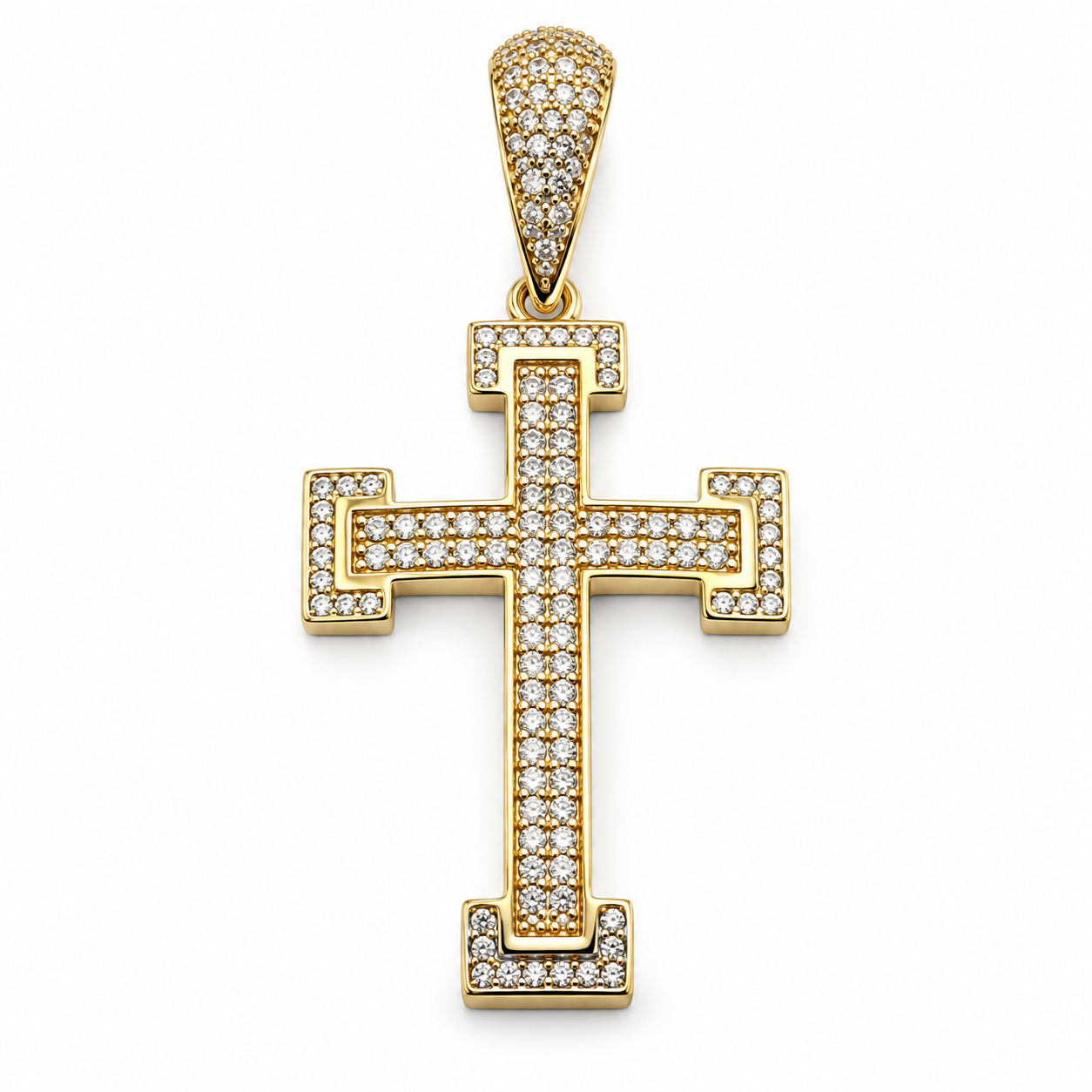 6310026LQ Cruz en Oro Amarillo de 10 Kilates con circonias
