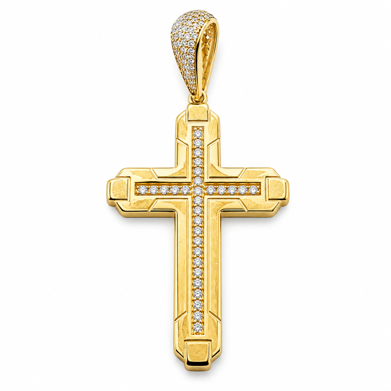6310028LQ Cruz en Oro Amarillo de 10 Kilates con circonias