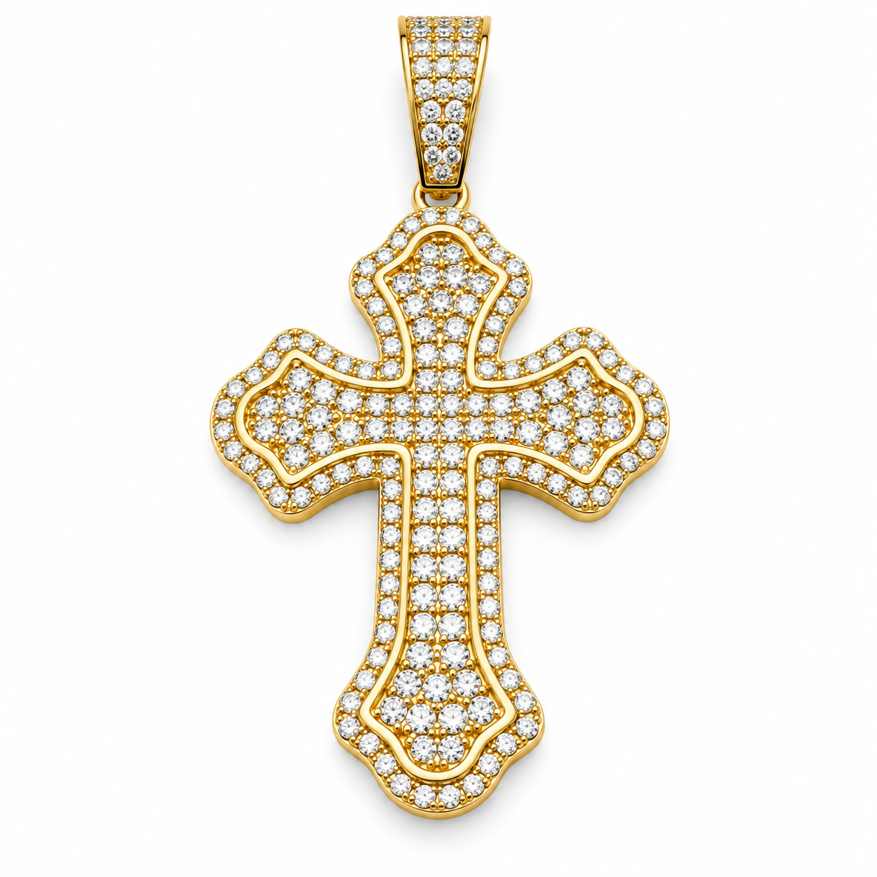 6310030LQ Cruz en oro amarillo de 10 Kilates con circonias