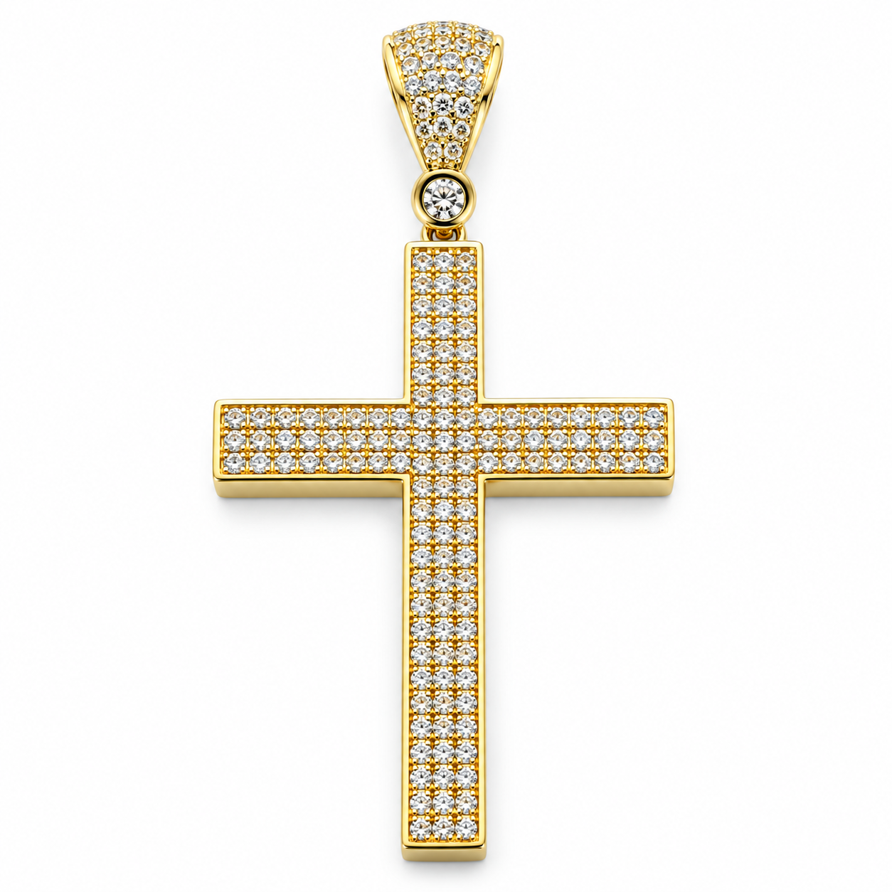 6310031LQ Cruz en Oro Amarillo de 10 Kilates con circonias