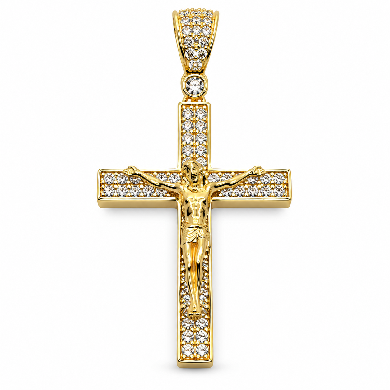 6310033LQ Cruz en Oro Amarillo de 10 Kilates con circonias