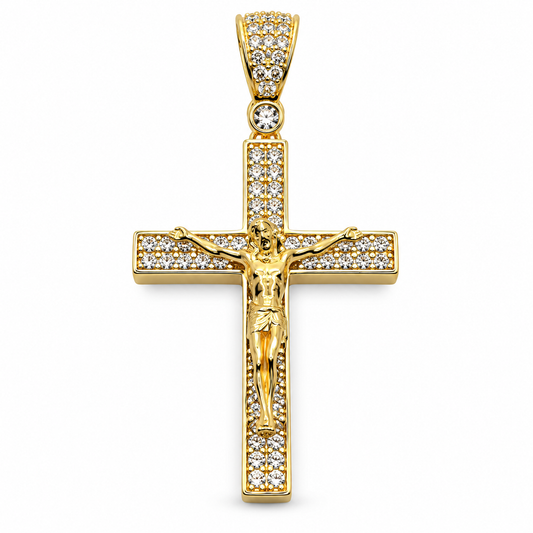 Cruz en oro amarillo de 10K con circonias | 6310033LQ