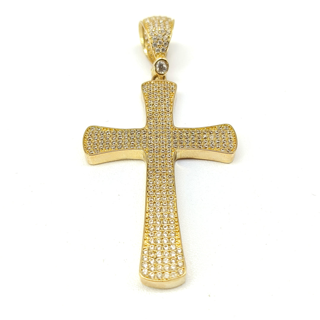 6310049LQ Cruz en oro amarillo de 10 Kilates con circonias