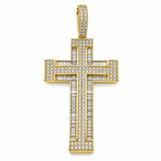 Cruz en oro amarillo de 10K con circonias | 6310052LQ