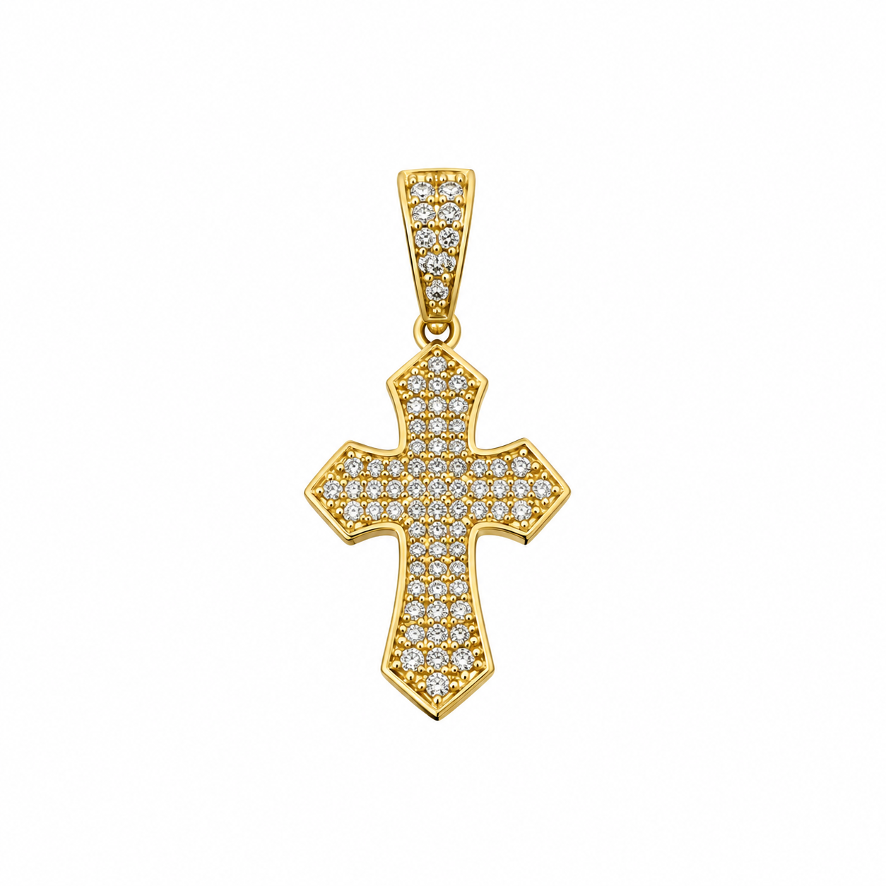 6310067LQ Colgante en forma de Cruz en oro amarillo de 10 Kilates con circonias