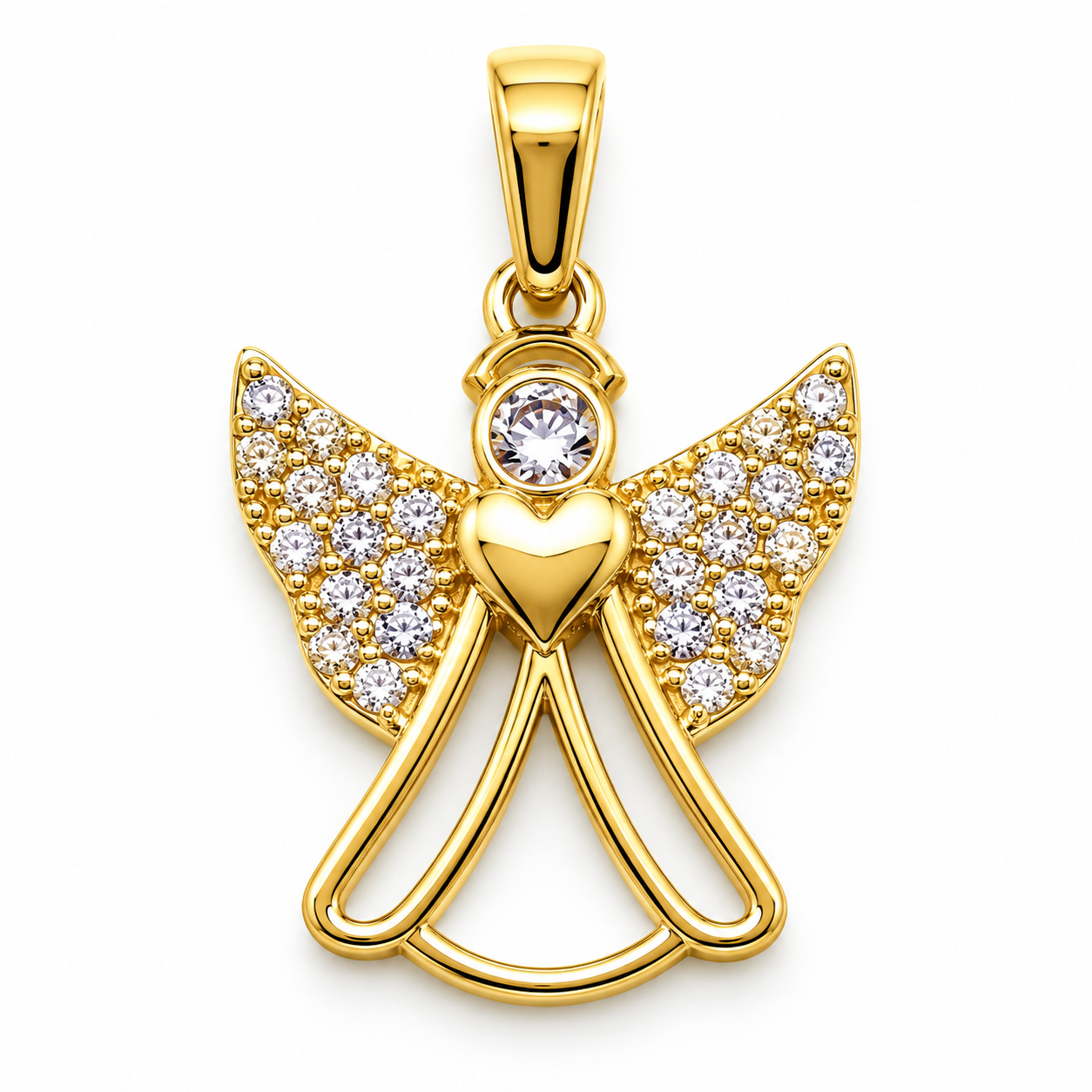 6310085LQ Colgante ángel en oro de 10 Kilates con circonias