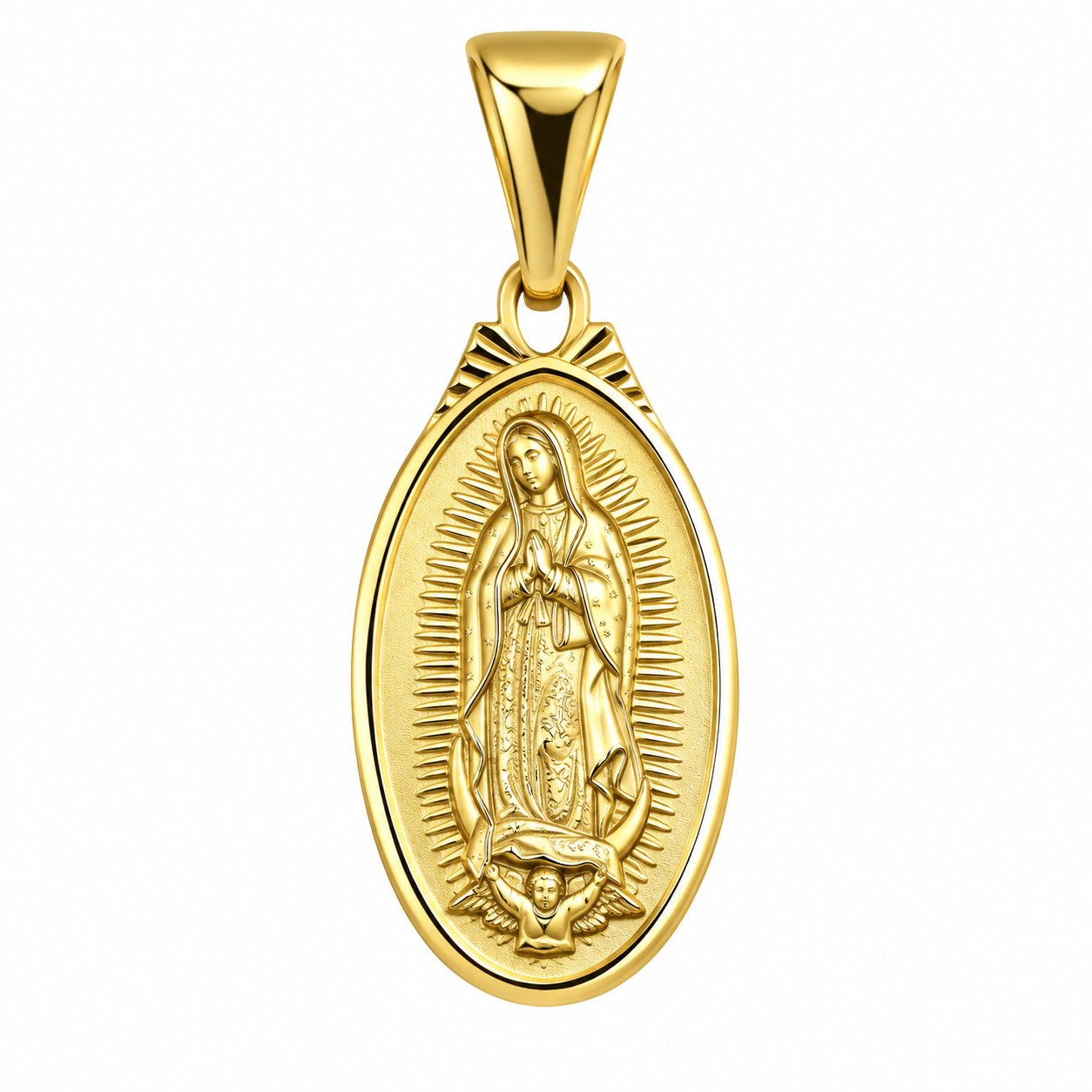6310089LQ Medalla de la Virgen de Guadalupe en oro amarillo de 10 Kilates