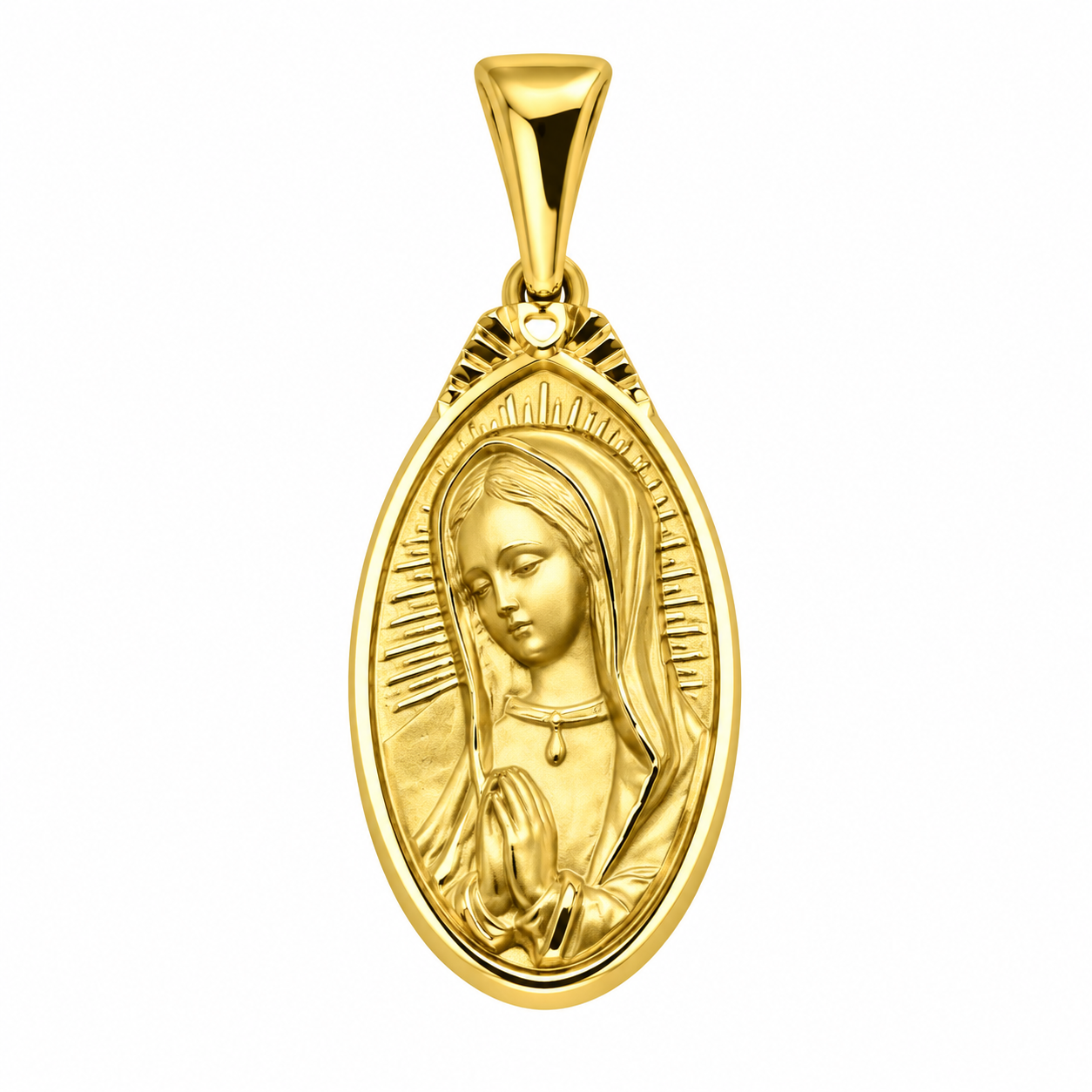 6310090LQ Medalla del rostro de la virgen en oro amarillo de 10 Kilates