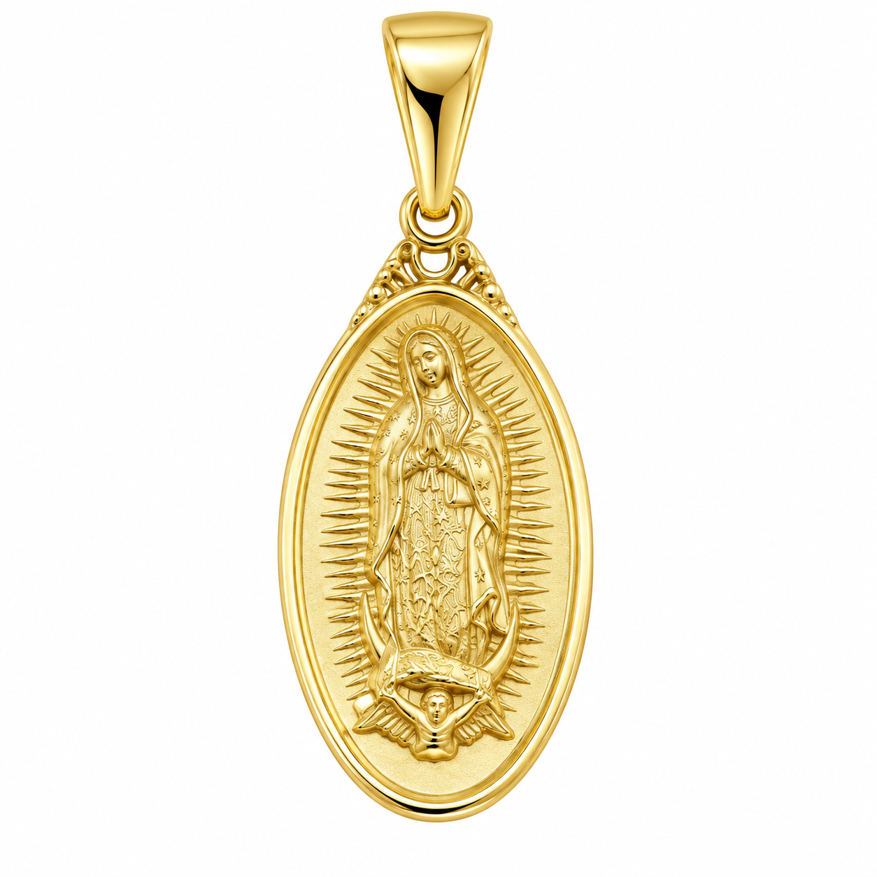 6310091LQ Medalla de la Virgen de Guadalupe en oro amarillo de 10 Kilates