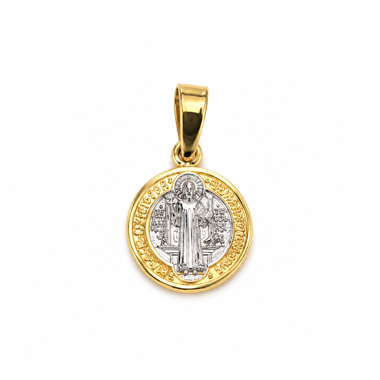 6310099LQ Medalla de San Benito en oro de 10 Kilates.