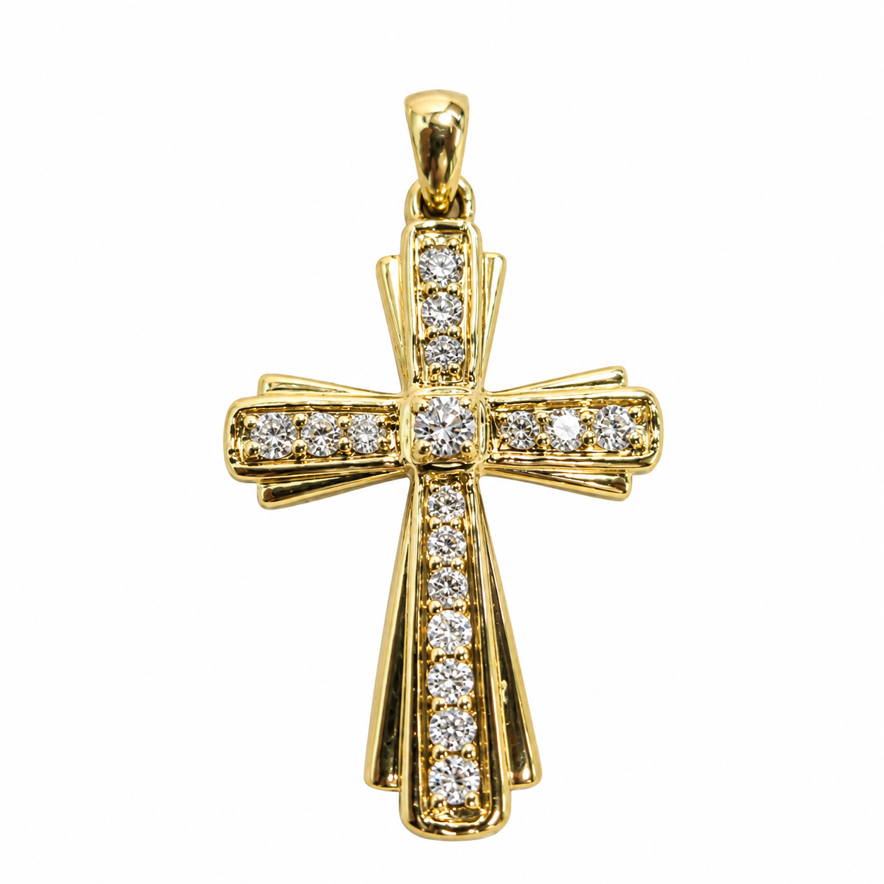 631117293LQ Cruz en oro dorado de 10 Kilates con Diamantes naturales