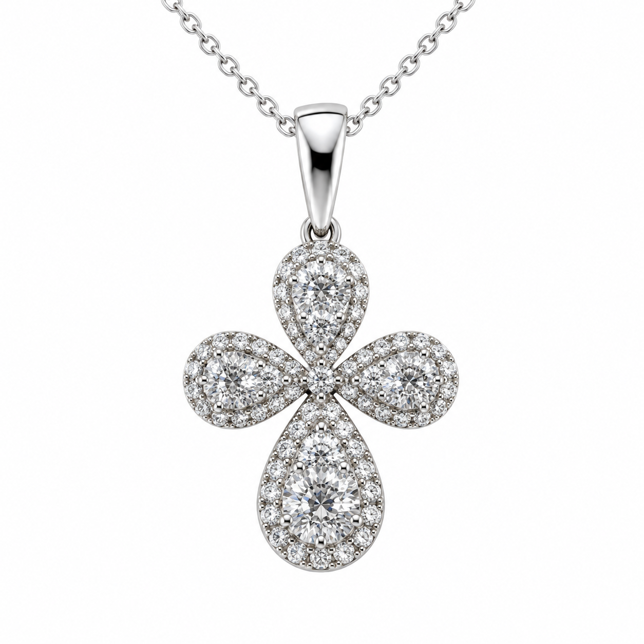 631117307LQ Dije de flor de diamantes en oro de 10 Kilates