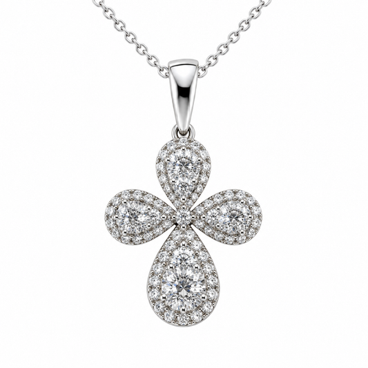 631117307LQ Dije de flor de diamantes en oro de 10 Kilates